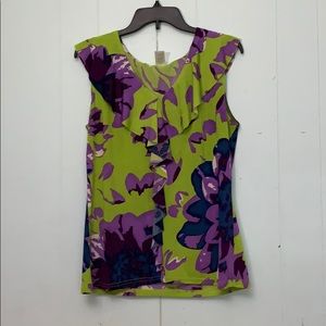 Avon Floral Fancy Party colorful Blouse Tank Sz L